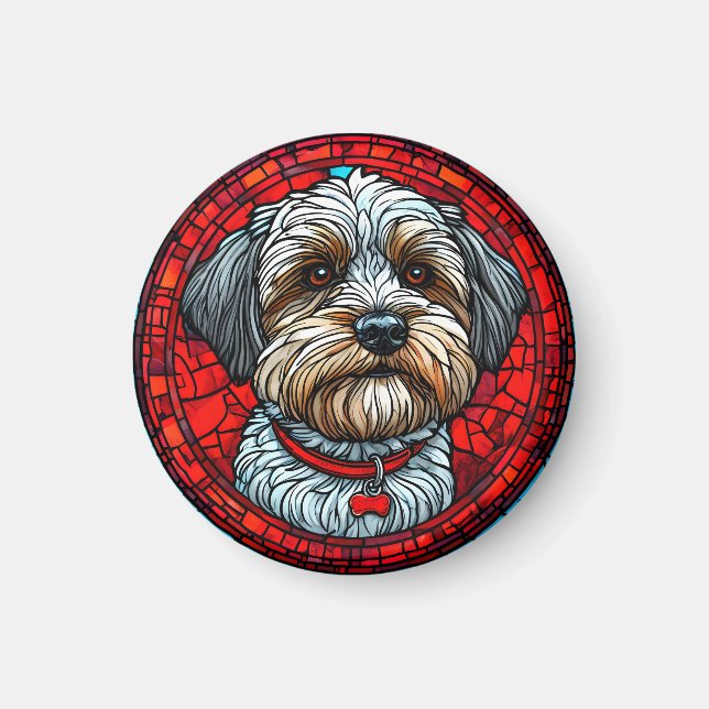 Dog Stained Glass Art Magnet (Front)