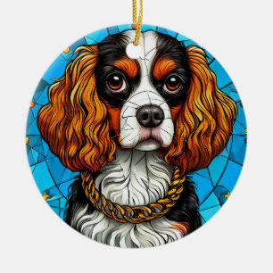 Dog Stained Glass Portrait Ceramic Ornament