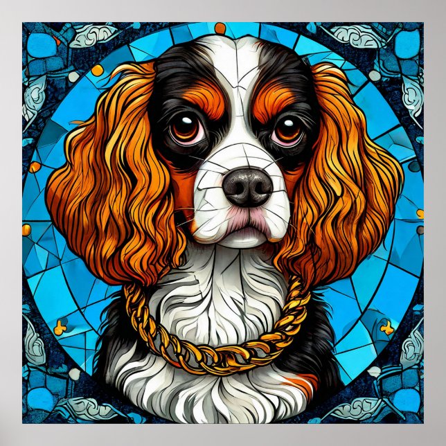 Dog Stained Glass Portrait Poster (Front)