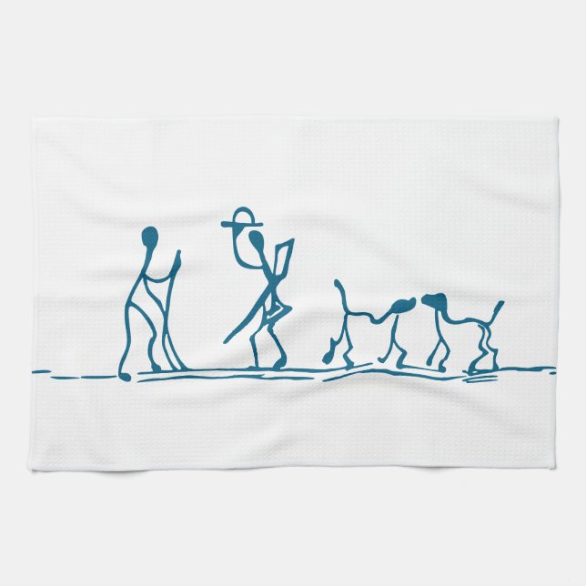 Dog Stick Figure Kitchen Towel (Horizontal)