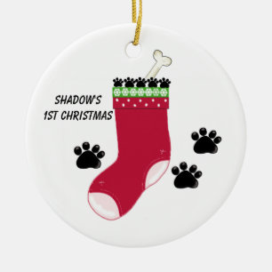 Dog Stocking and Paw Prints Ornament