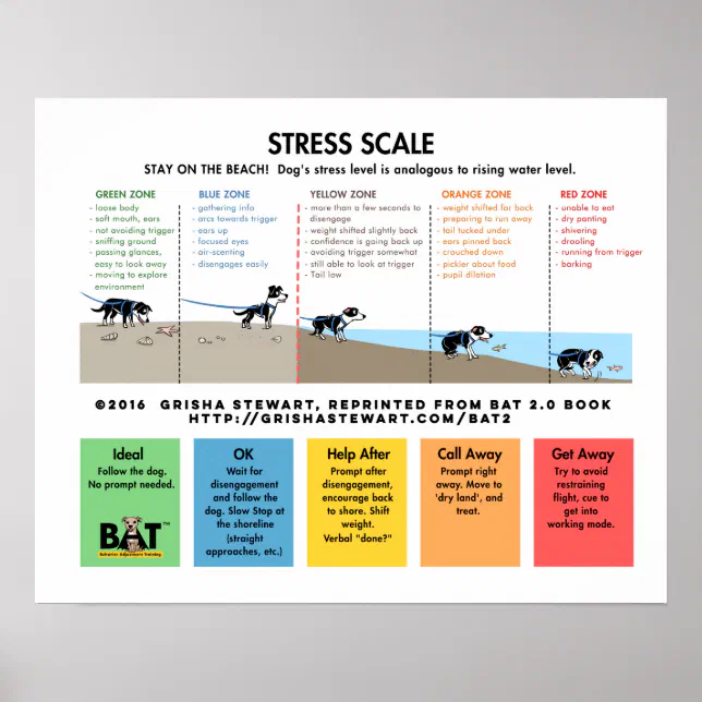 Dog Stress Scale Avoidance/Fear Beach Analogy Poster Zazzle