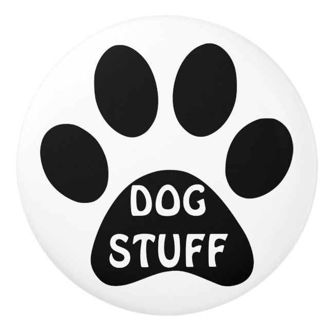 Dog Stuff pawprint Drawer or Pet Cupboard Ceramic Knob (Front)
