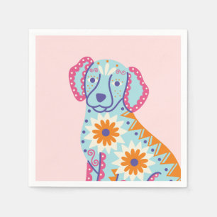 Dog Sugar Skull Day of the Dead Pink Napkins