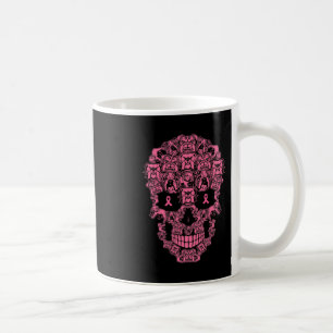 Dog Sugar Skull Pink Ribbon Breast Cancer Coffee Mug