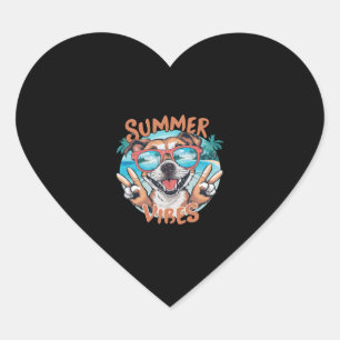 Dog Summer Vibes with Ocean Vacation Feel Heart Sticker