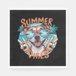 Dog Summer Vibes with Ocean Vacation Feel Napkin