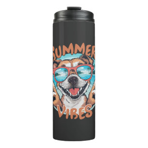 Dog Summer Vibes with Ocean Vacation Feel Thermal Tumbler