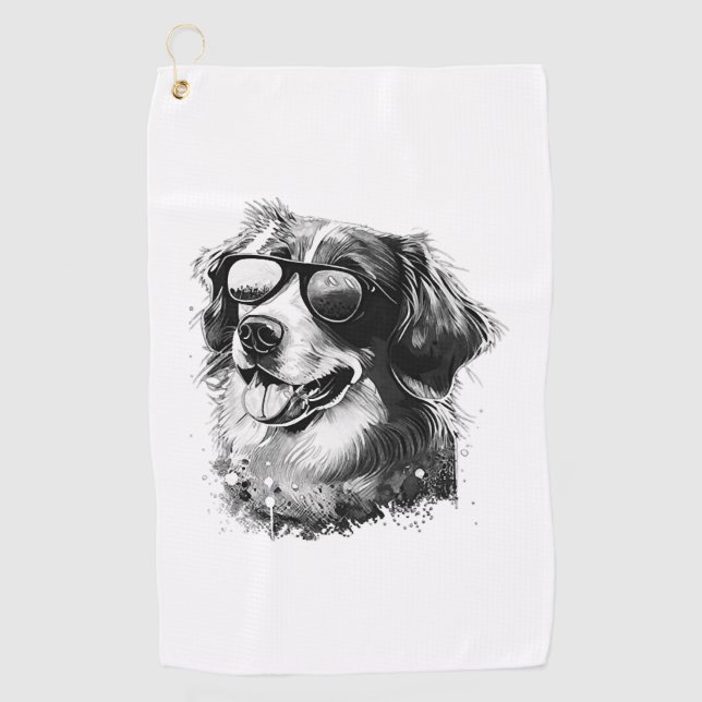 Dog Sunglasses Animal Cool Funny basset hound dog Golf Towel (Front)