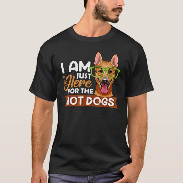 Dog Sunglasses I Am Here For The Hot Dogs T-Shirt (Front)