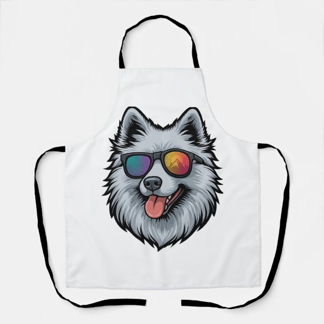 Dog Sunglasses Mountain Sunset Reflection Apron (Front)
