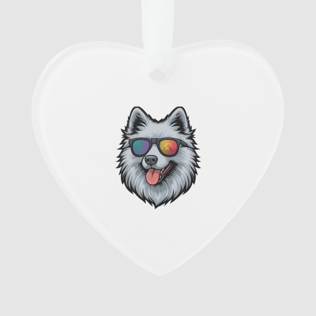 Dog Sunglasses Mountain Sunset Reflection Ornament (Front)