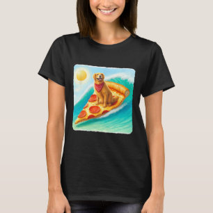 Dog Surfs On Pizza Slice. Cheerful Dog Ndana Surfi T-Shirt