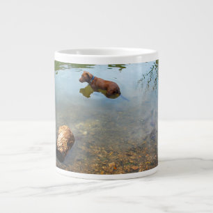Dog swimming in Barton Creek - Austin Texas Large Coffee Mug