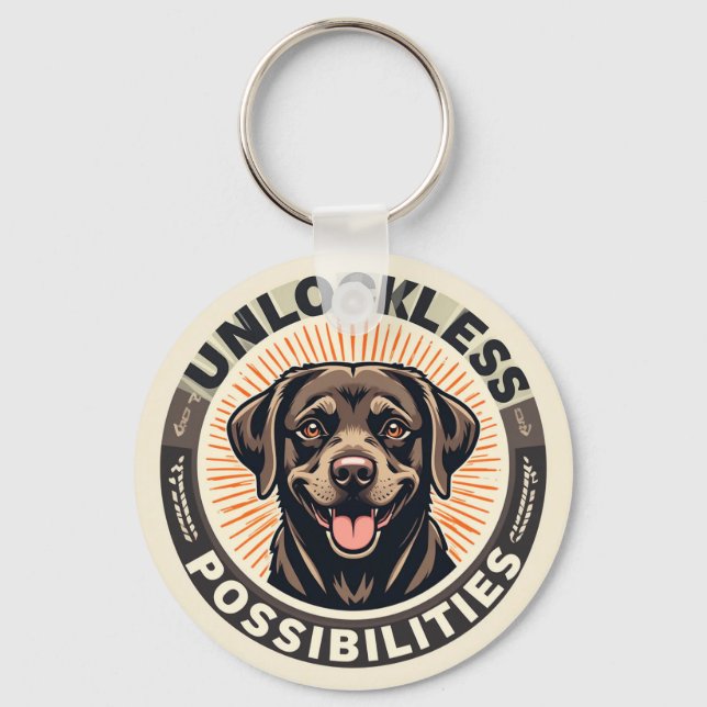 Dog Symbolising Optimism and Endless Possibilities Key Ring (Front)