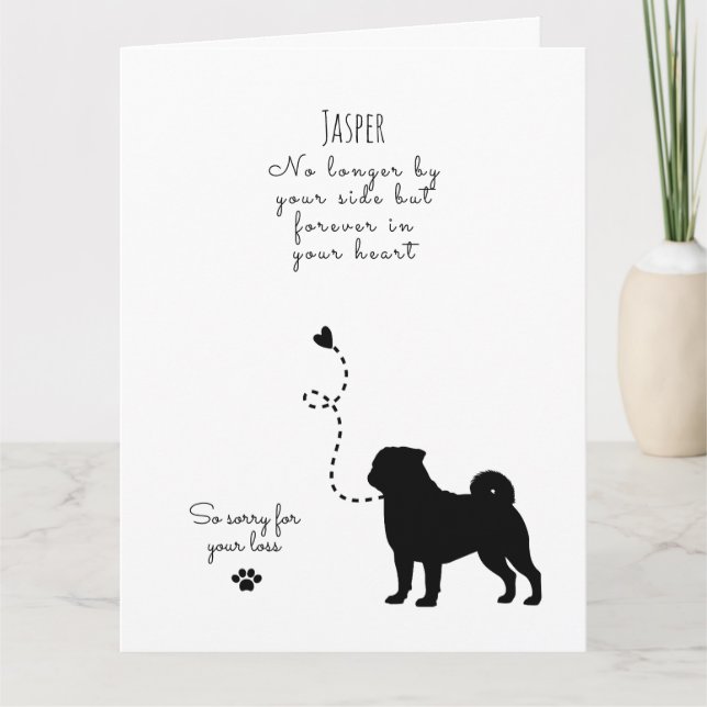 Dog Sympathy Card, custom name. Pet Loss  Card (Front)