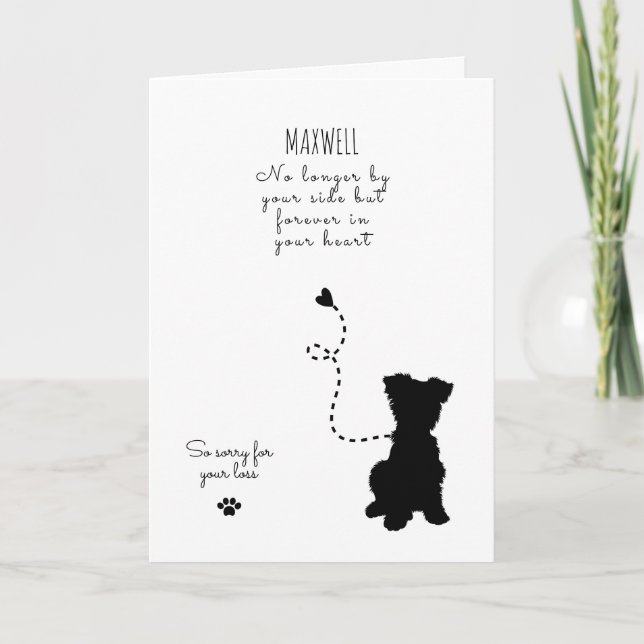 Dog Sympathy Card, custom name. Pet Loss  Card (Front)