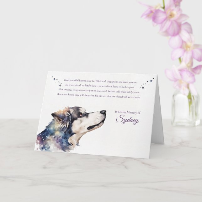 Dog Sympathy Condolences Personalised Name Card (Orchid)