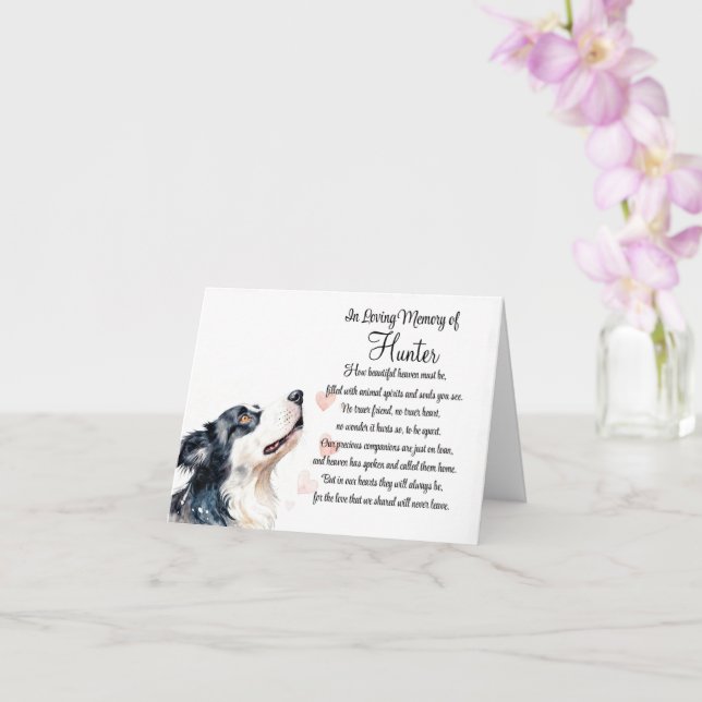 Dog Sympathy Custom Personalised Name Border  Card (Orchid)