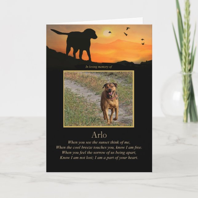 Dog Sympathy Custom Photo Spiritual Poem Card (Front)