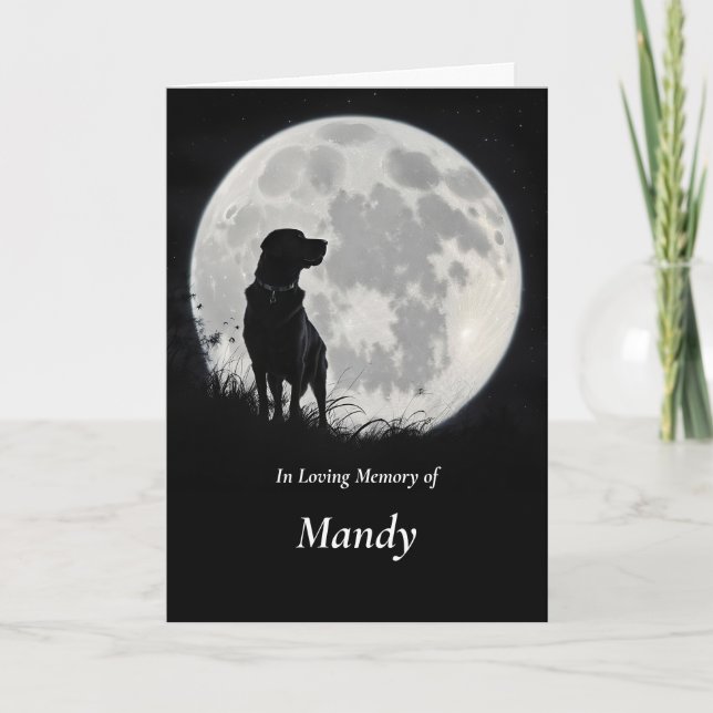 Dog Sympathy Labrador Retriever Moon Custom Name Card (Front)