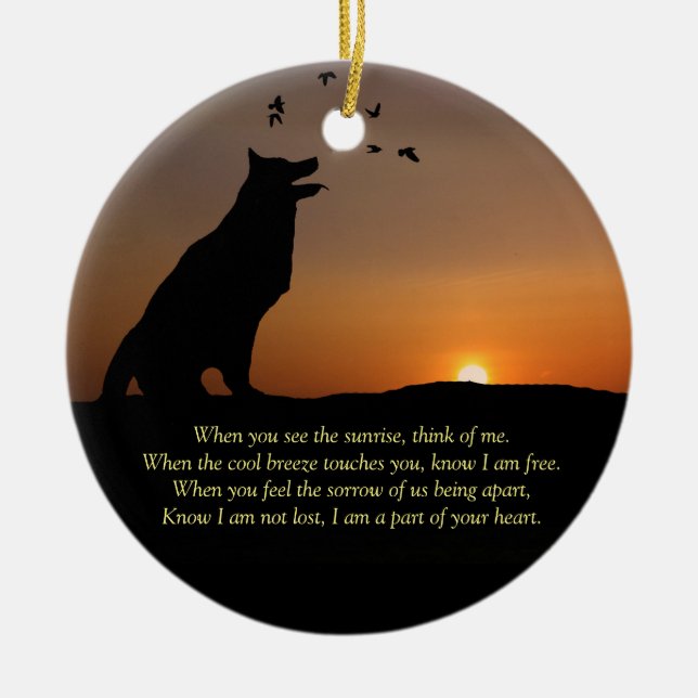 Dog Sympathy Memorial Tribute with Name Ceramic Ornament (Front)