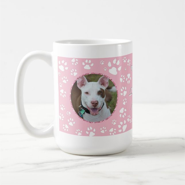 Dog Sympathy Memorial Your Photos Paw Print Pink Coffee Mug (Left)
