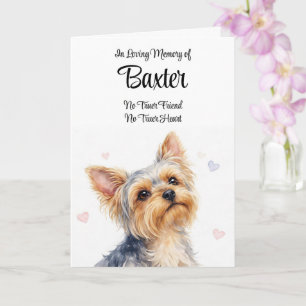 Dog Sympathy Personalised Name Yorkie Breed Card