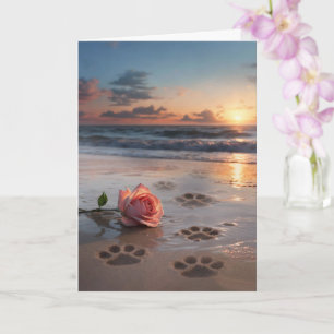 Dog Sympathy Simply Stated with Pawprints Beach Card
