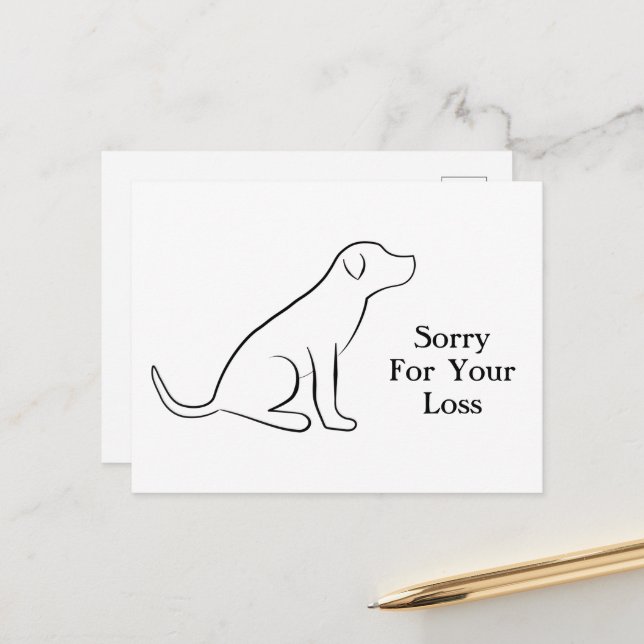 Dog Sympathy Sorry for your loss Postcard (Front/Back In Situ)