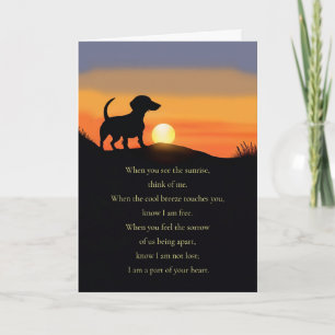 Dog Sympathy with Poem Cute Dachshund in a Sunrise Card