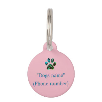 Dog Tag Pink Green Blue