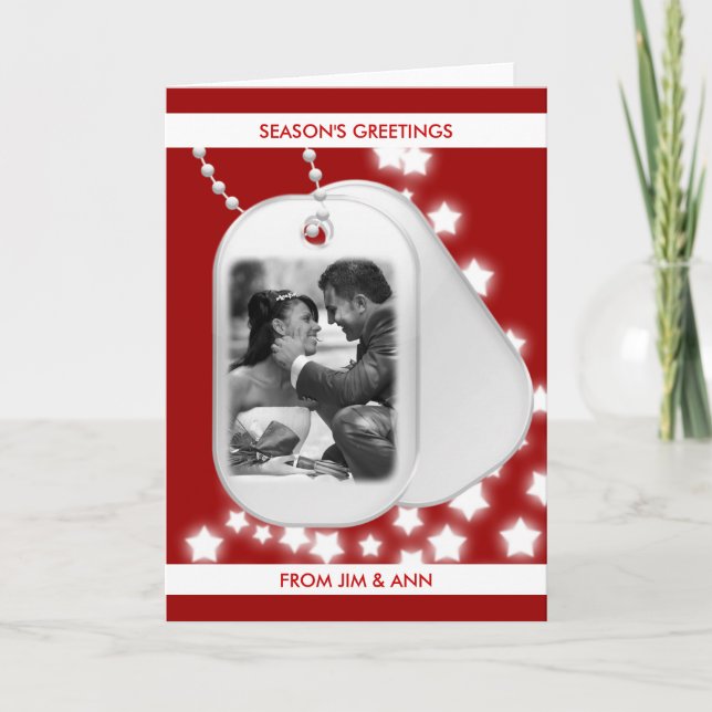 Dog Tag with Photo Season's Greeting Card (Front)
