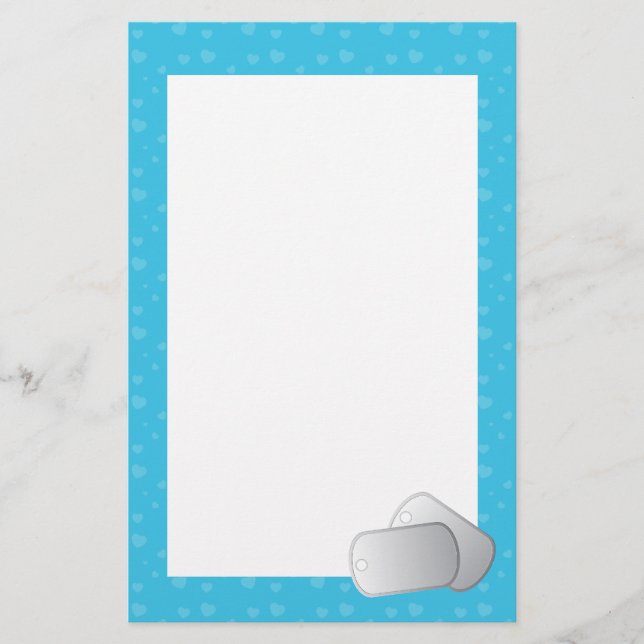 Dog Tags Love (blue) Stationery (Front)