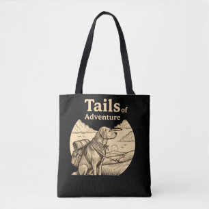 Dog Tails of Adventure Funny Dog Lover Hiking Tote Bag
