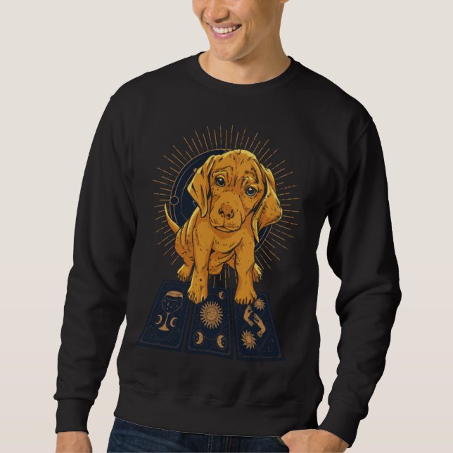 Dog Tarot Card Reading Cartomancy Retro Tarot Card Sweatshirt (Front)