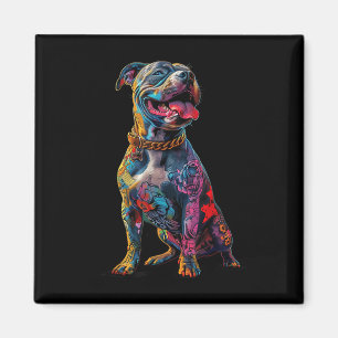 Dog Tattoos Pitbull Tattooed Colorful Tattooed Dog Magnet