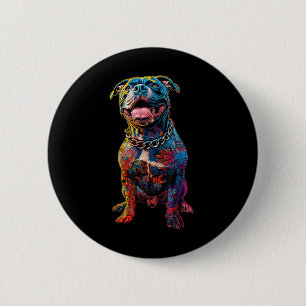 Dog Tattoos Pitbull Tattooed Colourful Tattooed Do 6 Cm Round Badge