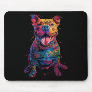 Dog Tattoos Pitbull Tattooed Colourful Tattooed Do Mouse Pad