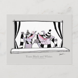 dog team bw postcard