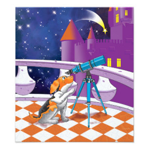 dog telescope photo print