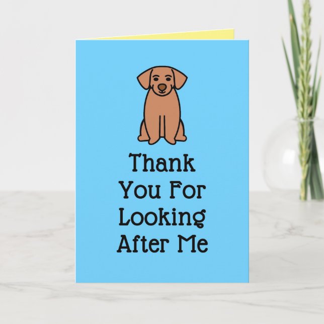 Dog Thank You Card for Dog Sitter, Blue (Front)