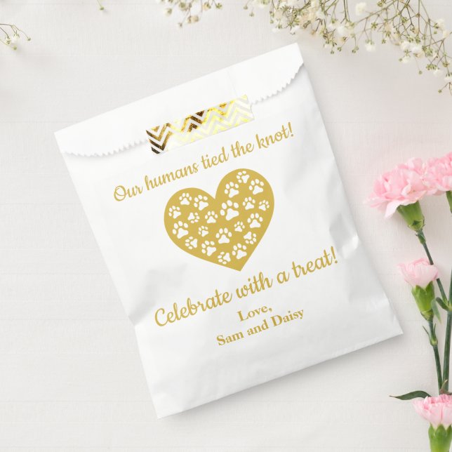 Dog Thank You Wedding Cookie Pet Treat Gold Favour Bag (Sealed)