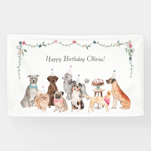 Dog Theme Party Banner, Birthday Backdrop Banner (Horizontal)