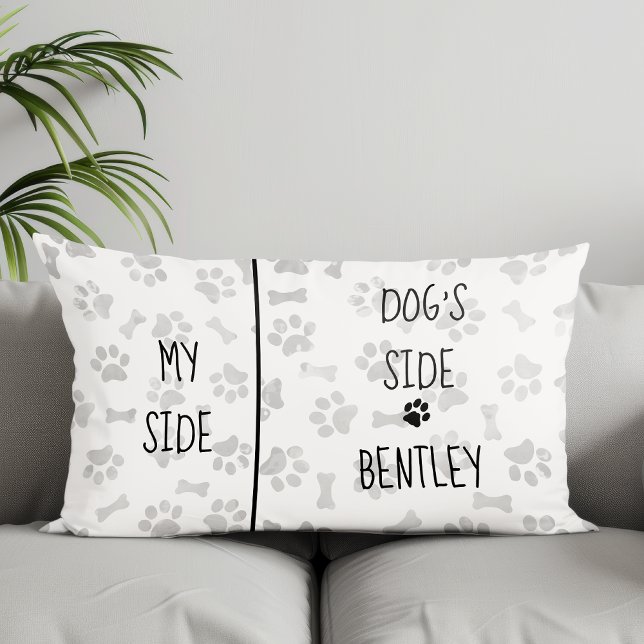 Dog Themed Bedroom Paw Prints My Side Dogs Side Lumbar Cushion (Creator Uploaded)