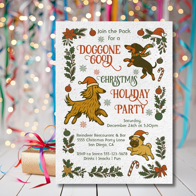 Dog themed Christmas Holiday Party Invitation (Creator Uploaded)