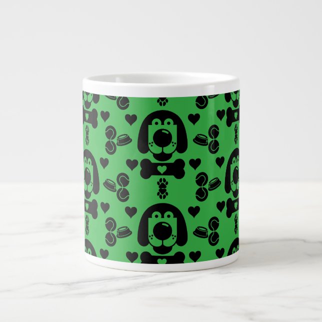 Dog Themed Patterned Large Coffee Mug (Front)