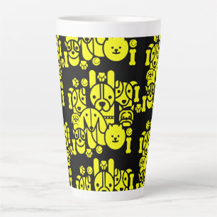Dog Themed Patterned Latte Mug