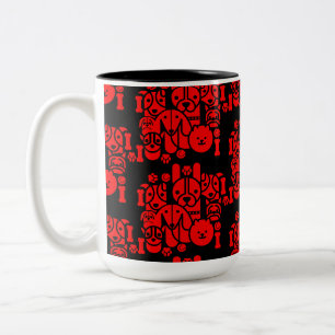 Dog Themed Patterned Two-Tone Coffee Mug