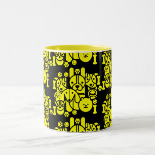 Dog Themed Patterned Two-Tone Coffee Mug